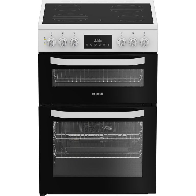 Hotpoint HDE6VDW 60cm Freestanding Electric Double Cooker - White