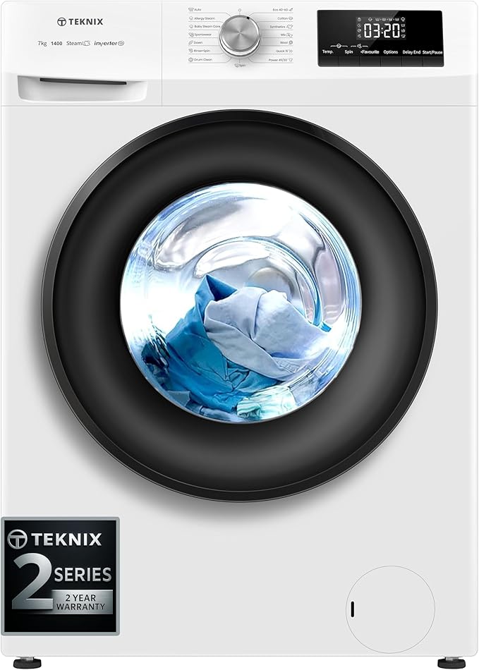 Teknix TK2W714HW 7kg 1400rpm Slim Depth Freestanding Washing Machine - White