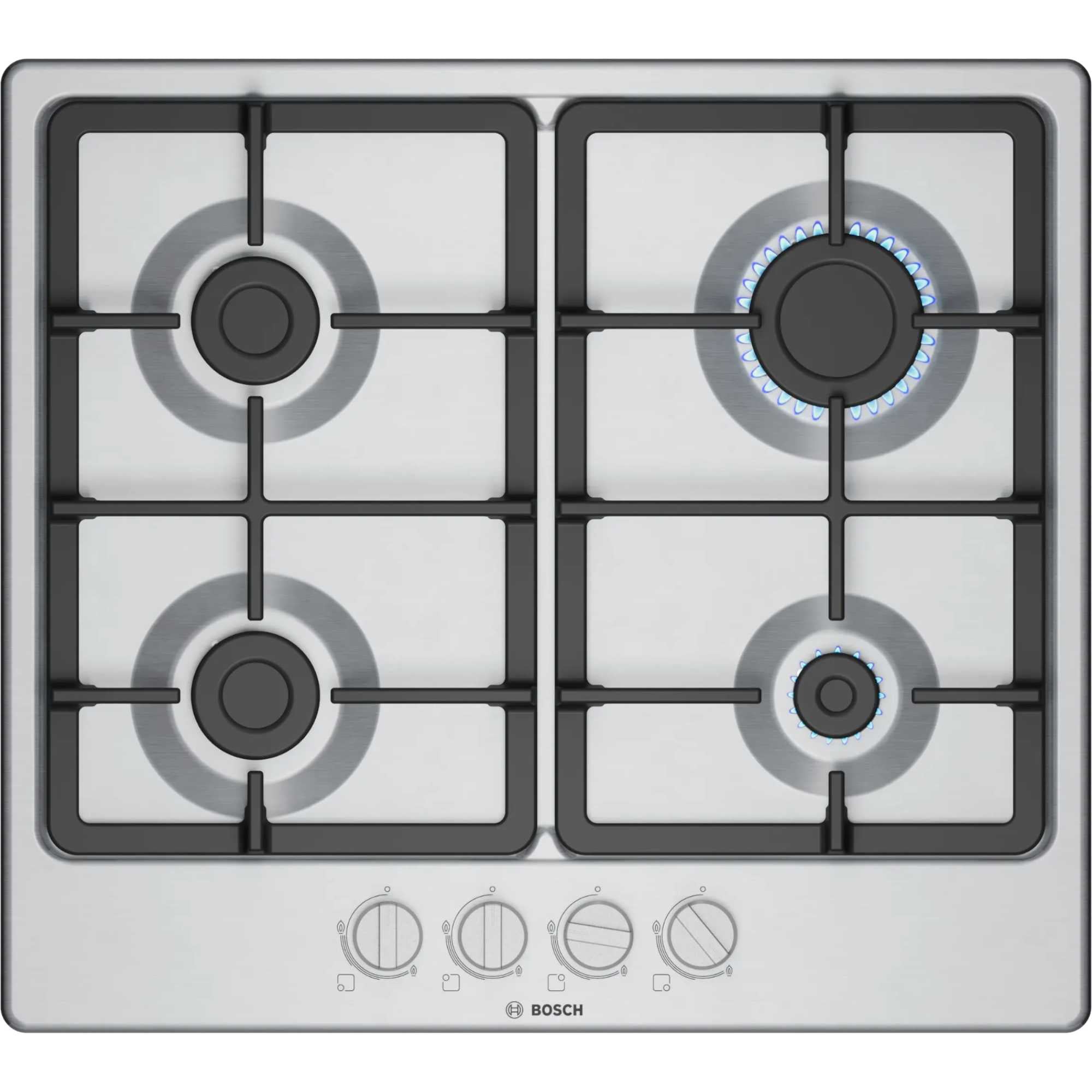 Bosch Series 4 PGP6B5K90 60cm 4-Burner Gas Hob - Stainless Steel