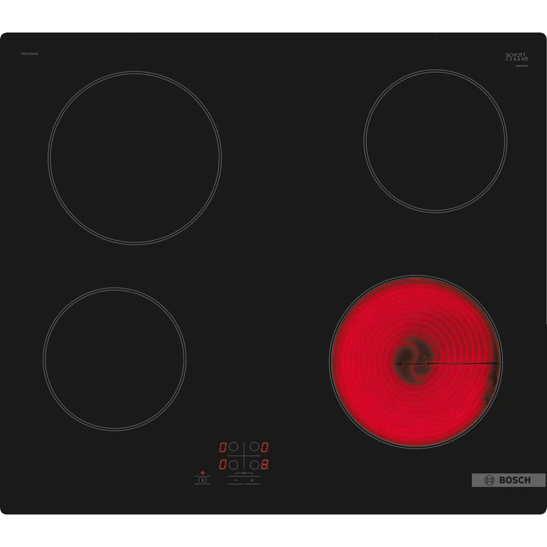 Bosch Series 2 PKE61RAA8B 60cm 4-Zone Built-in Ceramic Hob - Black