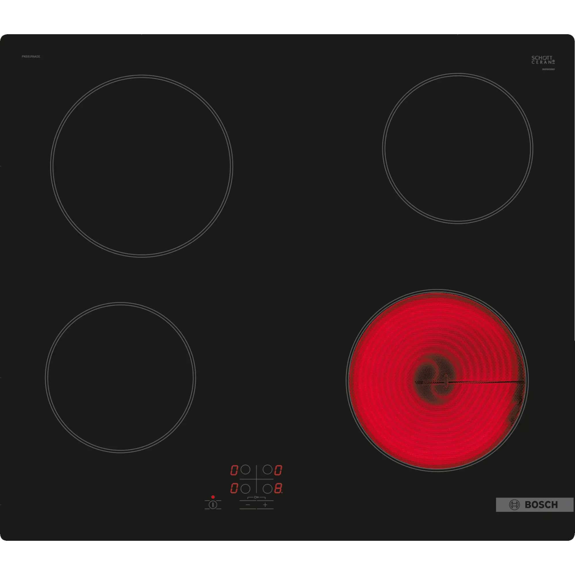 Bosch Series 2 PKE61RAA8B 60cm 4-Zone Built-in Ceramic Hob - Black