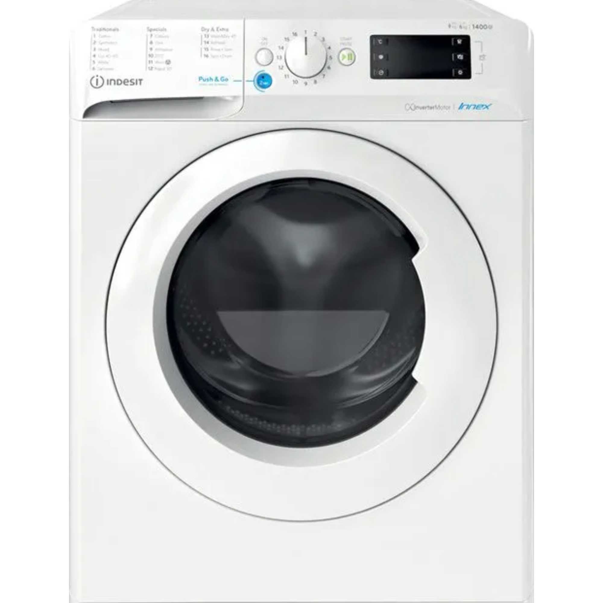 Indesit BDE96436WVUK Push&Go 9/6kg 1400rpm Freestanding Washer Dryer White