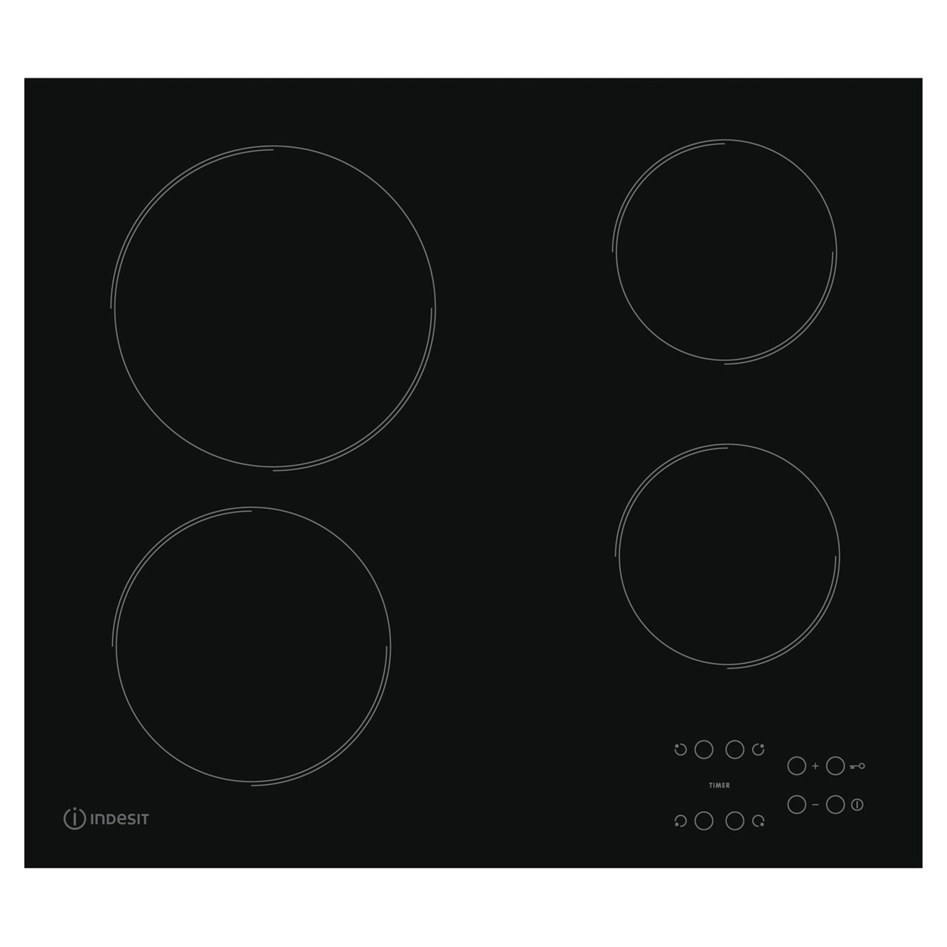 Indesit RI161C 60cm Built-In 4 Zone Ceramic Hob Black