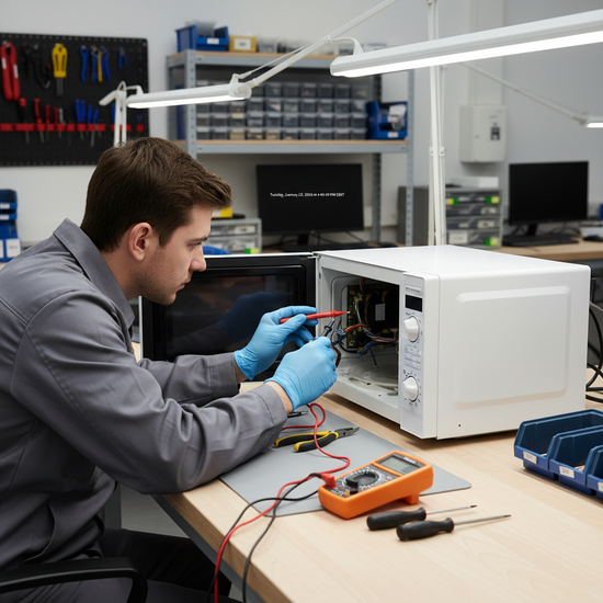Microwave oven repairs at Grange Electrical Birkenhead workshop